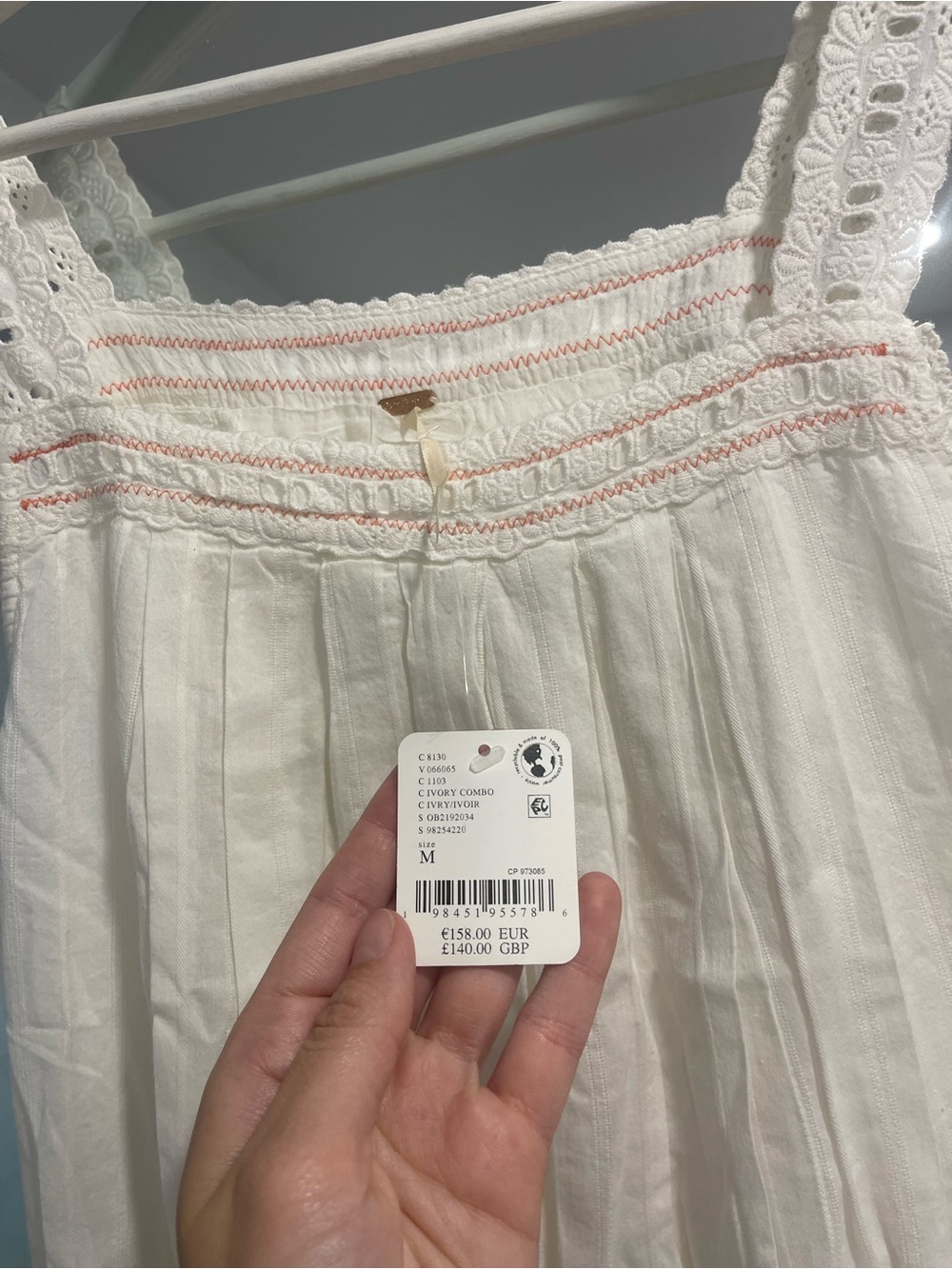 NWT Free People Latecia Embroidered Mini Dress Cotton Rayon Size medium ivory - Picture 8 of 12